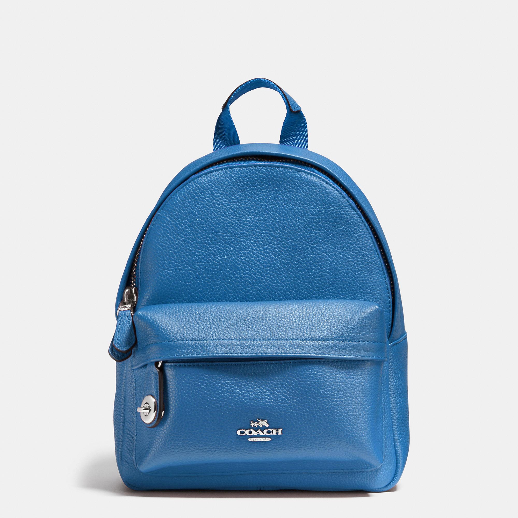 COACH Mini Campus Backpack In Polished Pebble Leather in Blue - Lyst
